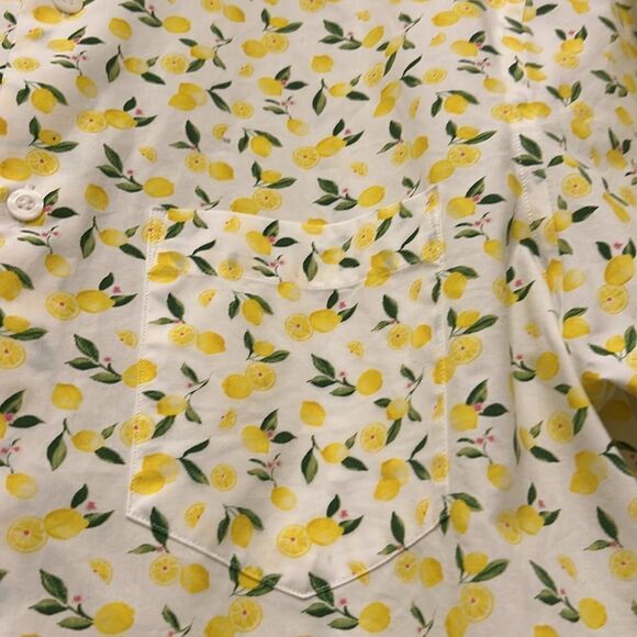Nordstrom lemon pattern short sleeve button down trim fit shirt Size M EUC - Picture 8 of 10